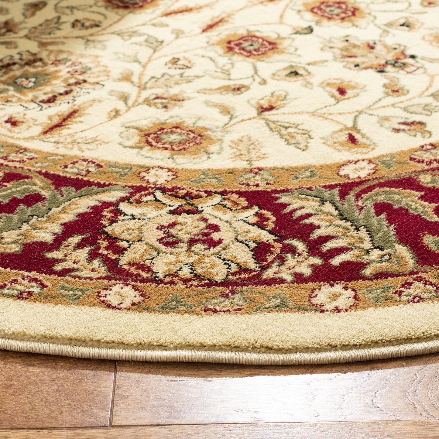 SAFAVIEH Lyndhurst Collection 8' Round Ivory/Red LNH215A Traditional Oriental Non-Shedding Dining Room Entryway Foyer Living Room Bedroom Area Rug