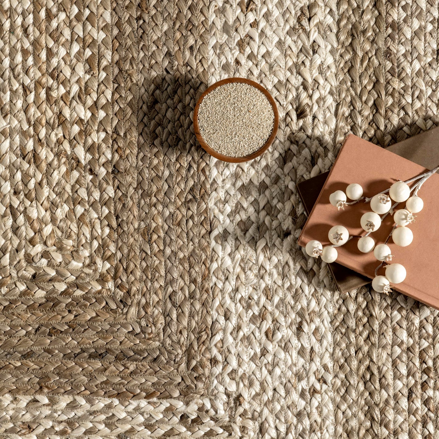 Nuloom Charlene Natural/Ivory, 5' x 8' Oval, Solid, Jute, Soft and Textured, High Traffic, Stain Resistant, Easy Clean, Durable Area Rug for Bedroom, Living Room, Dining Space, Foyer, Entryway