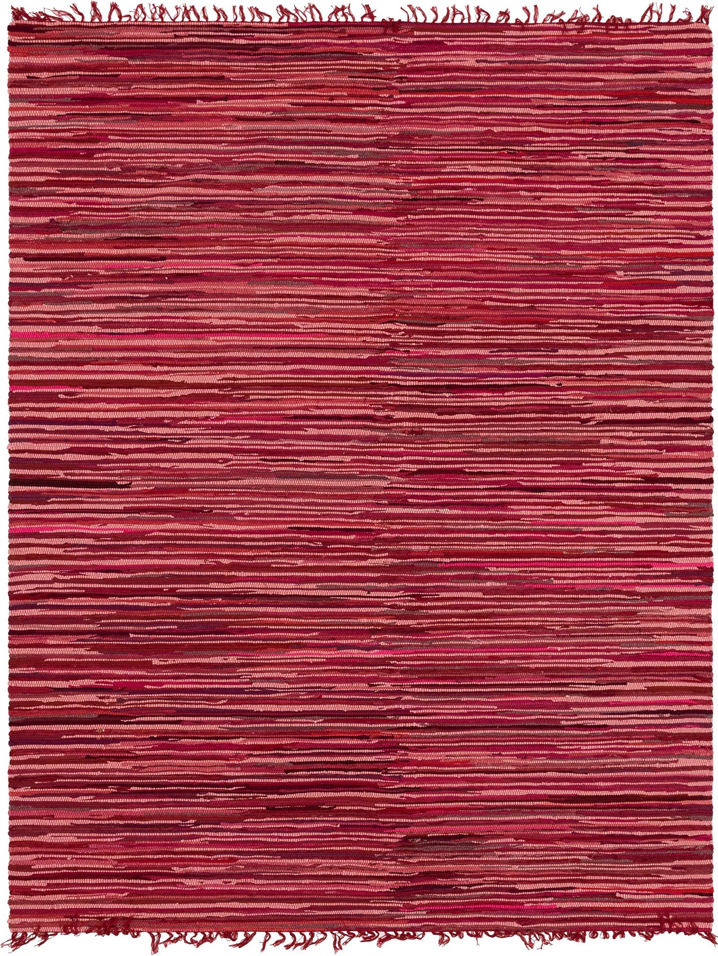 Unique Loom Chindi Cotton Collection Soft Hand Woven Natural Fiber Striped Area Rug, 8 ft x 10 ft, Red/Purple