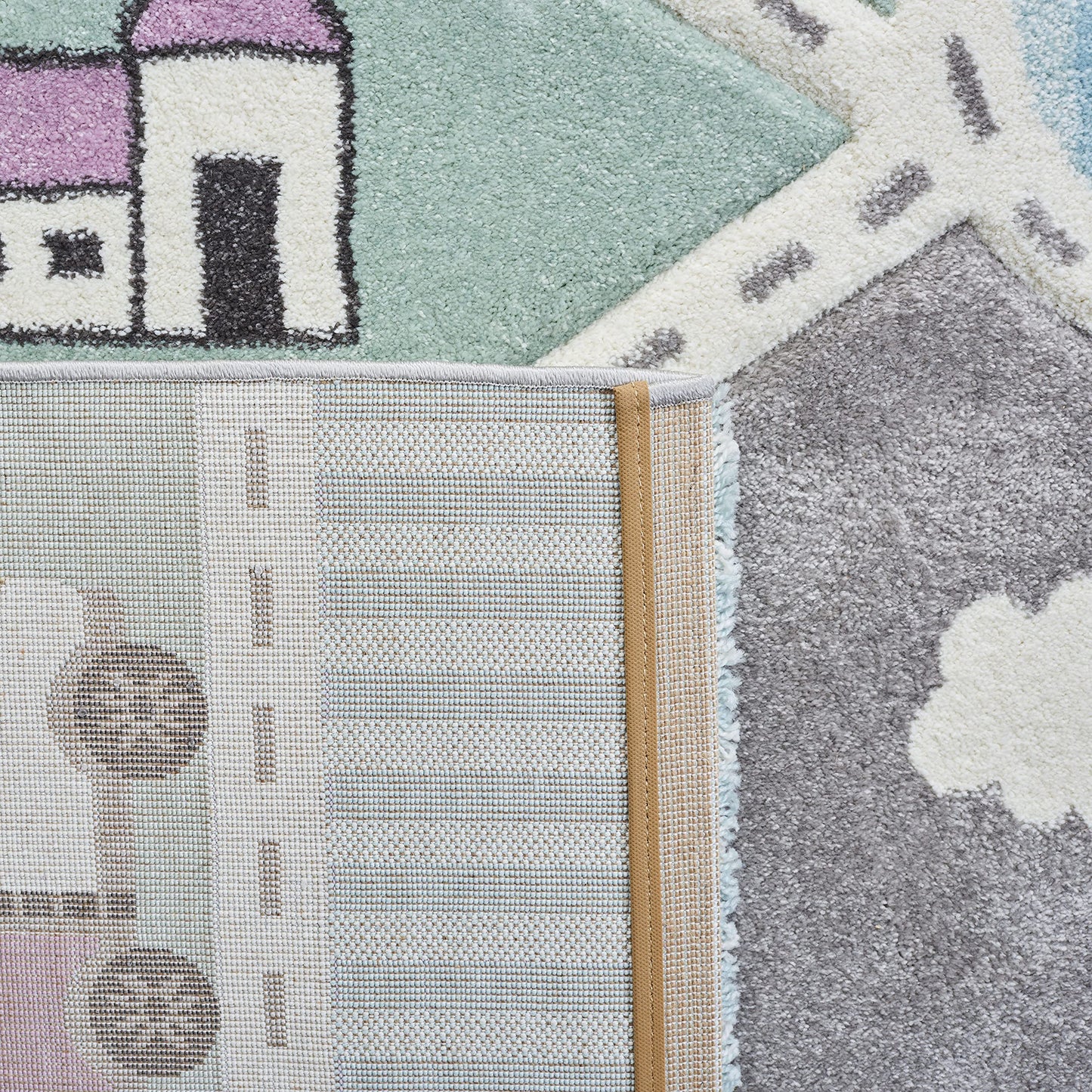 SAFAVIEH Carousel Kids Collection Accent Rug - 4' x 6', Grey & Light Blue, Non-Shedding & Easy Care, Ideal for High Traffic Areas for Boys & Girls in Playroom, Nursery, Bedroom (CRK193F)