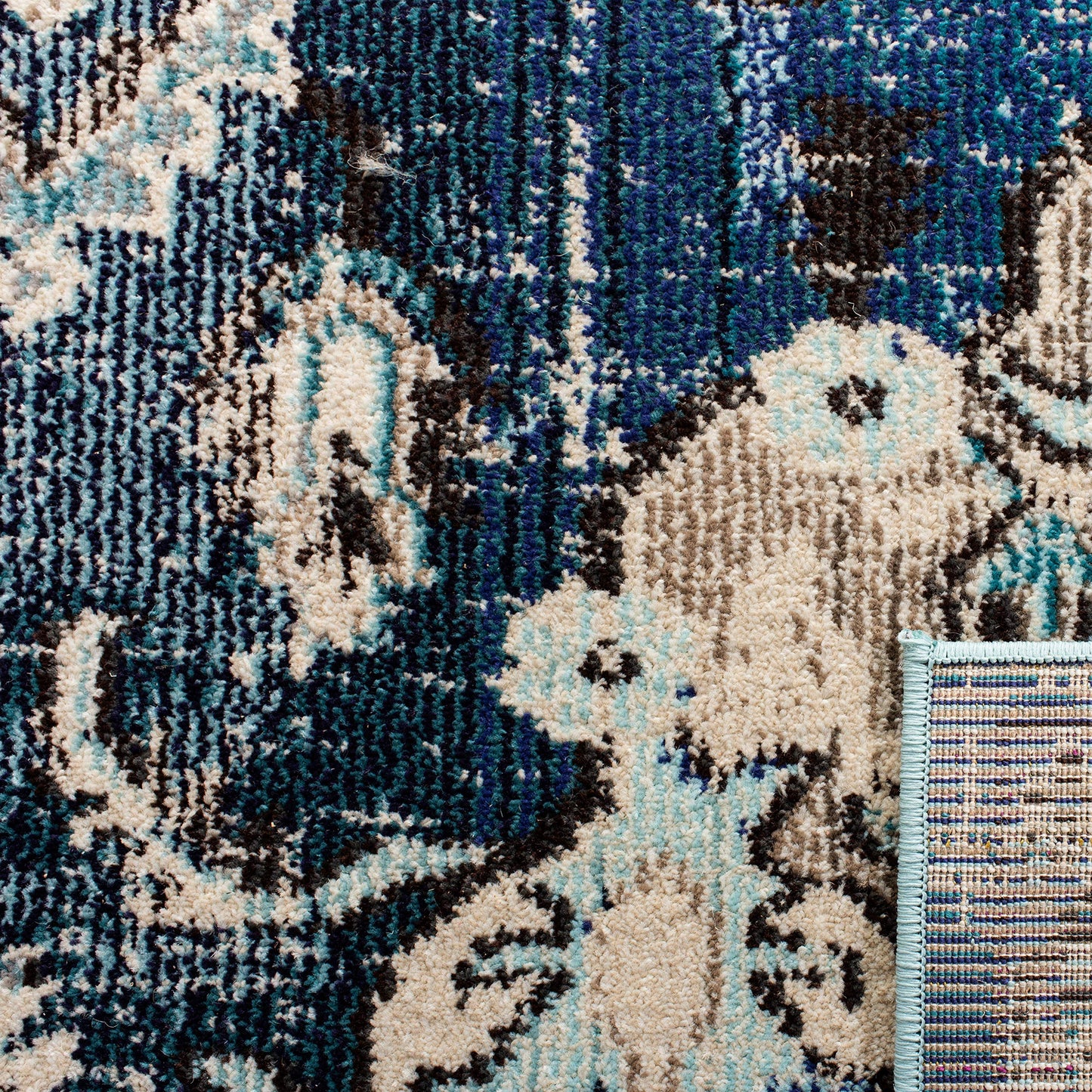 SAFAVIEH Monaco Collection Area Rug - 10' x 14', Navy & Light Blue, Non-Shedding & Easy to Clean, Distressed Medallion Design, Ideal for Living Room, Bedroom, Dining Space (MNC243N)