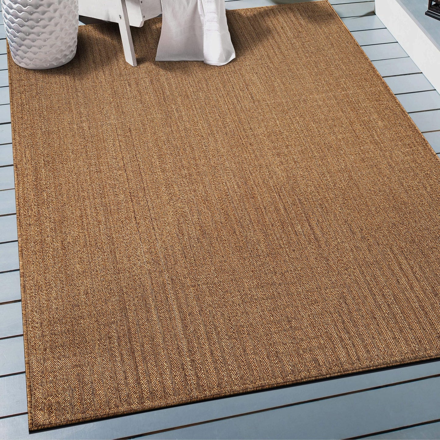 Rugshop Geometric Lines Indoor Outdoor Flat Woven Area Rug,Natural Jute-Style,Easy-Care Patio Rug for Backyard Porch Deck Balcony, 4' x 6' Natural/Jute