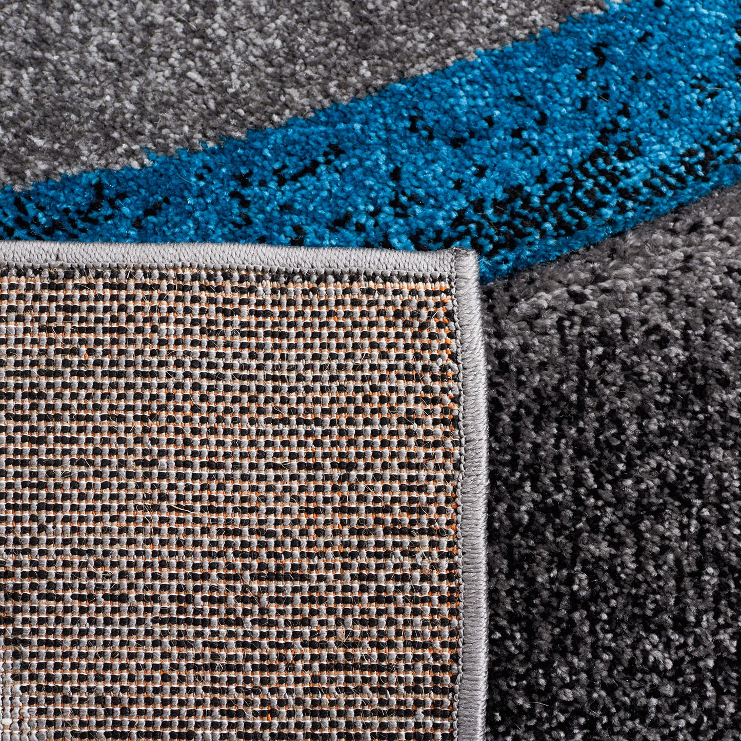 SAFAVIEH Area Rug 8x10 - Hollywood Collection - Large - Grey & Turquoise, Mid-Century Modern Design, Non-Shedding & Easy Cleaning, Ideal for Living Room, Bedroom, Office, Dining Space (HLW766M)