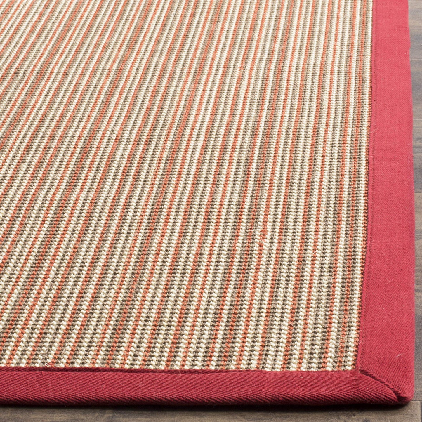 SAFAVIEH Natural Fiber Collection Runner Rug - 2'6" x 6', Rust & Rust, Border Stripe Sisal Design, Easy Care, Ideal for High Traffic Areas in Living Room, Bedroom (NF442B)