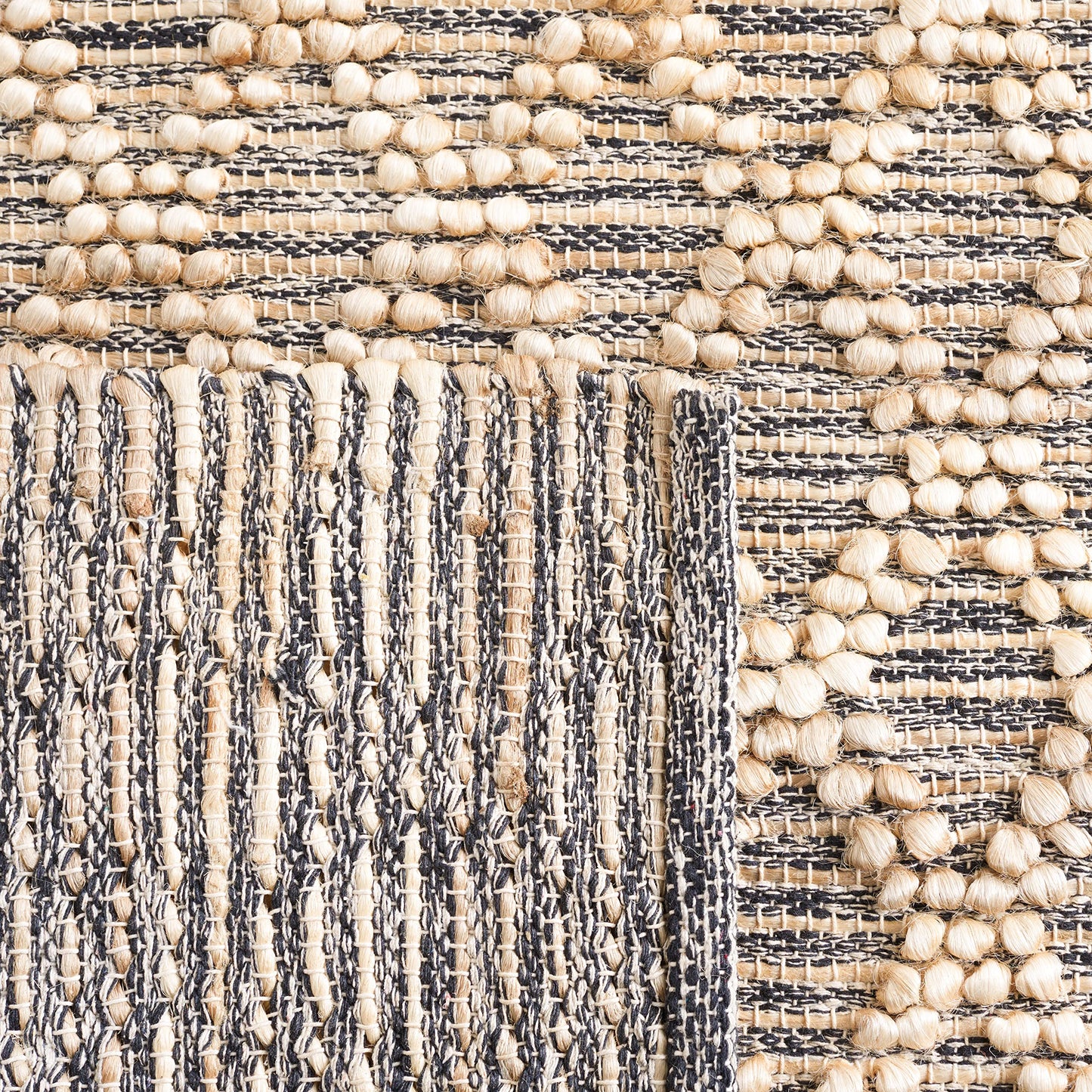 SAFAVIEH Natural Fiber Collection Area Rug - 5' x 8', Natural & Black, Flat Weave Farmhouse Geometric Jute Design, Ideal for High Traffic Areas in Living Room, Bedroom (NF382A)