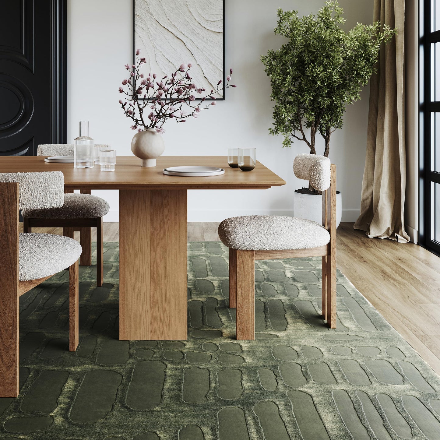 nuLOOM Belen Forest Green, 4' x 6', Abstract, Recycled Polyester, Soft and Smooth, High Traffic, Stain Resistant, Easy Clean, Durable Washable Area Rug for Bedroom, Living Room, Dining, Foyer