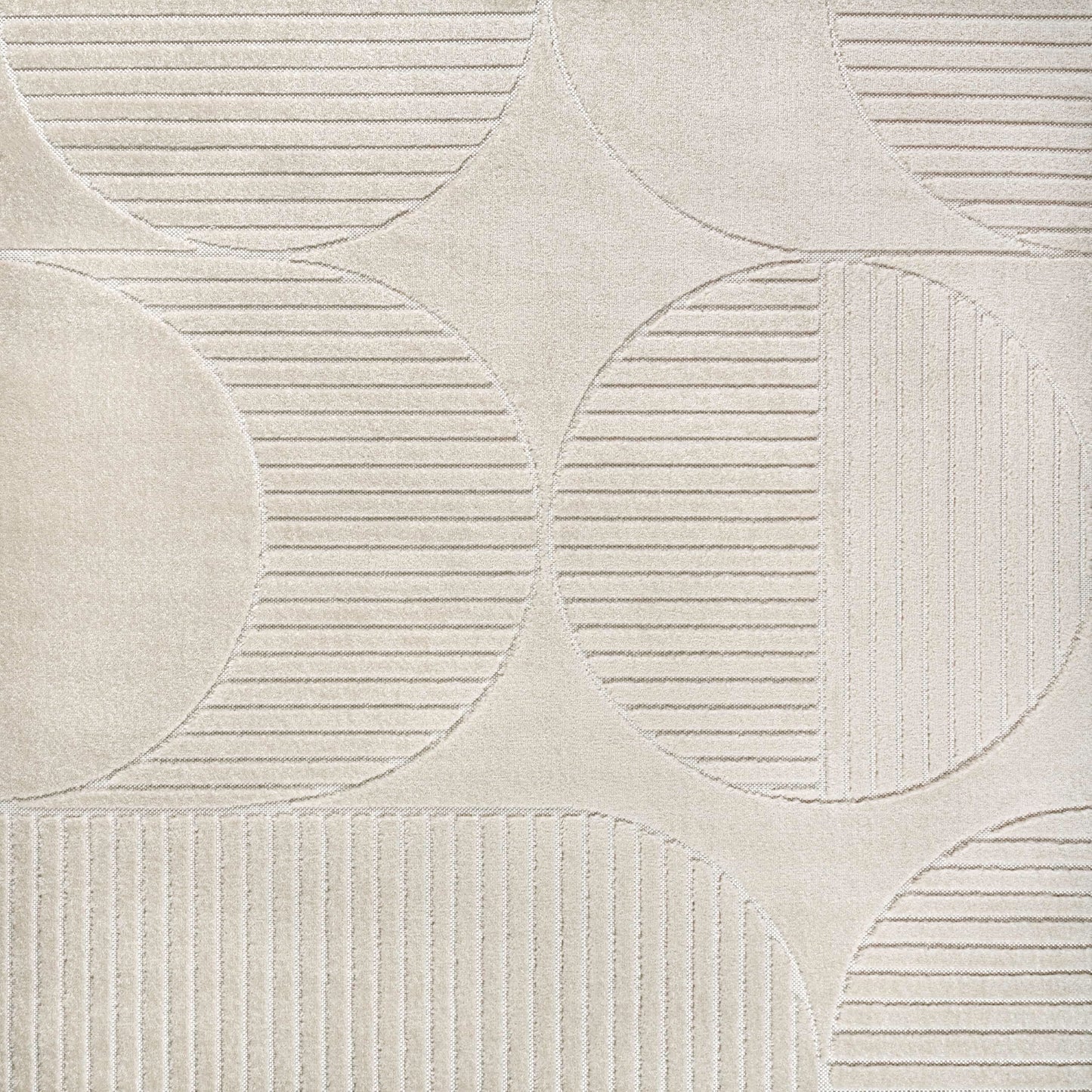 JONATHAN Y Nordby High-Low Arch Striped Ivory/Cream 5x5 Square Indoor/Outdoor Area Rug, Pet Friendly, Non-Shedding, Stain Resistant, Easy-Cleaning for Backyard, Patio (SCN104B-5SQ)