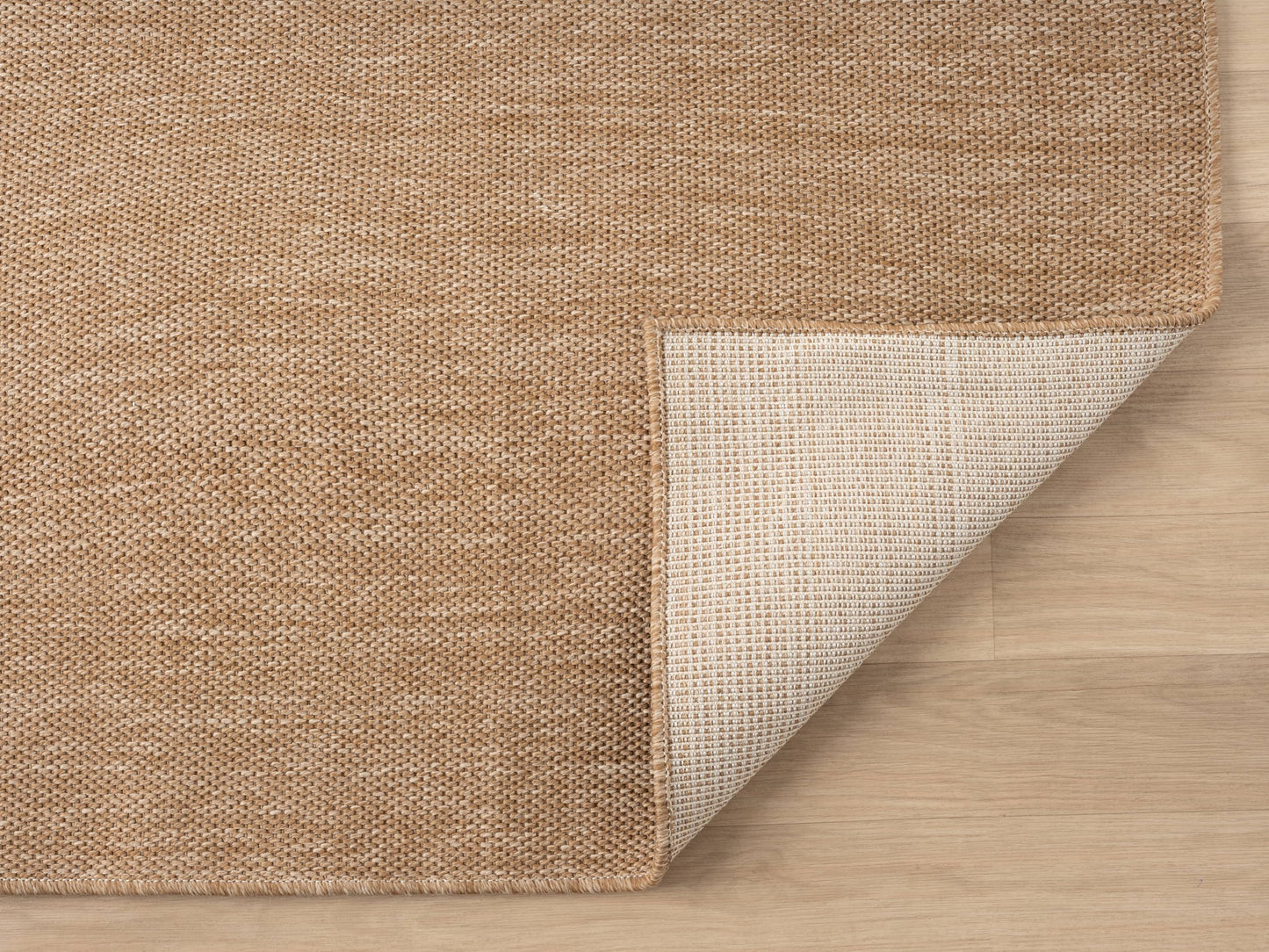 RUGGERRUGS Angela Easy Jute Indoor Outdoor Rug, 5x7 Neutral Solid Jute Look, Polyester, Durable & Easy Care Outdoor Farmhouse Carpet for Patio, Porch, Living Room (5' x 7', Natural)