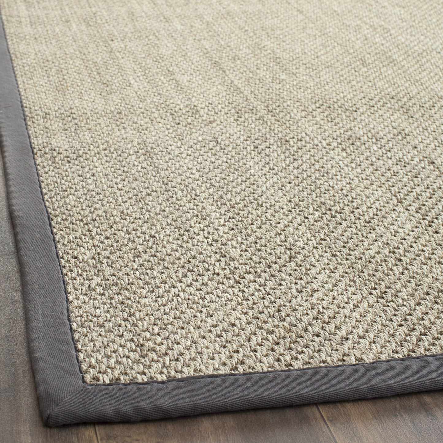 SAFAVIEH Area Rug 7' Square - Natural Fiber Collection - Marble & Grey, Sisal, Woven Design with Border (NF443B)