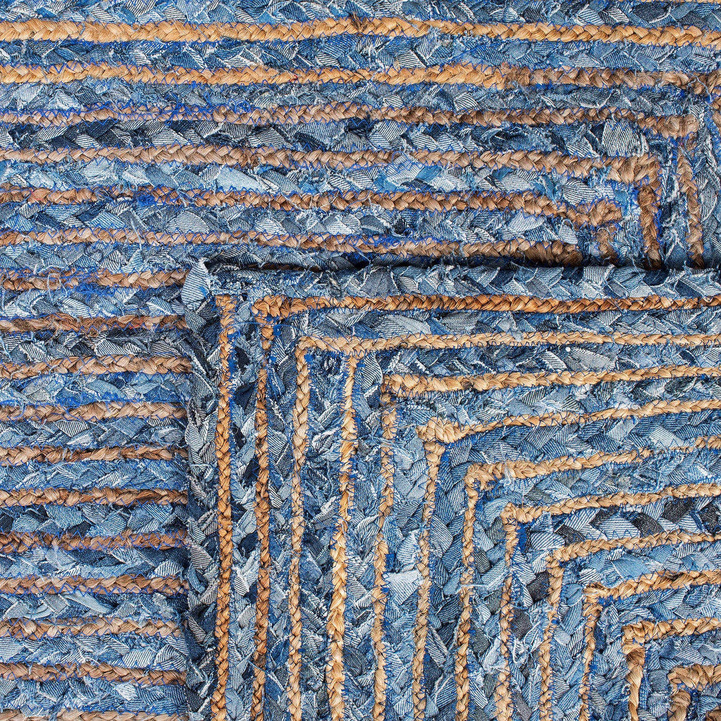 SAFAVIEH Area Rug 6x9 - Cape Cod Collection - Blue & Natural Brown, Handmade Jute & Cotton, Woven Braided Design (CAP202M)