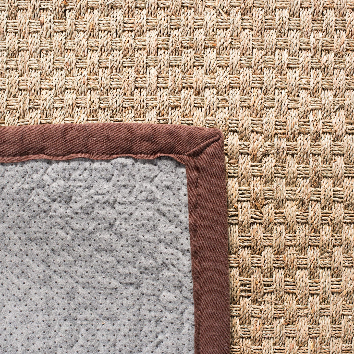 SAFAVIEH Area Rug 9x12 - Natural Fiber Collection - Large - Natural & Dark Brown, Seagrass, Basketweave Pattern with Border (NF114K)