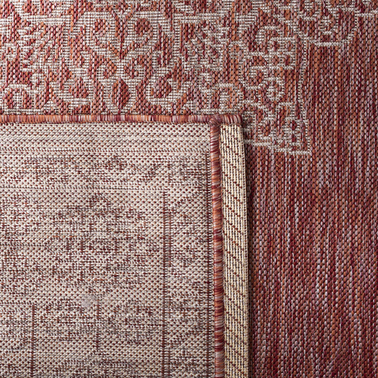 SAFAVIEH Courtyard Collection 5'3" x 7'7" Rust / Ivory CY8232 Indoor/ Outdoor Waterproof Easy Cleaning Patio Backyard Mudroom Area Rug