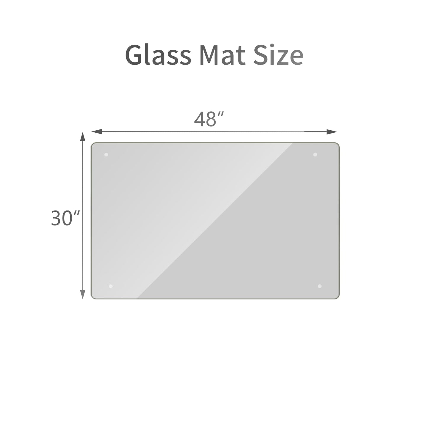 [Tempered Glass] 30" x 48" Glass Chair Mat, 1/5" Thick Office Chair Mat for Carpet or Hardwood Floor, Heavy Duty Hard Chair Mats with Round Corner and Polished Edge, Carpeted Floor Protector