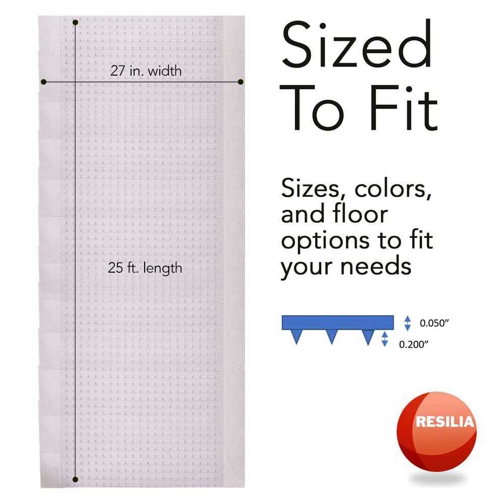 RESILIA Premium Heavy Duty Floor Runner/Protector for Carpeted Floors – Skid-Resistant Plastic Vinyl Carpet Protection, Clear, Prism, 27 Inches x 25 Feet, Made in The USA