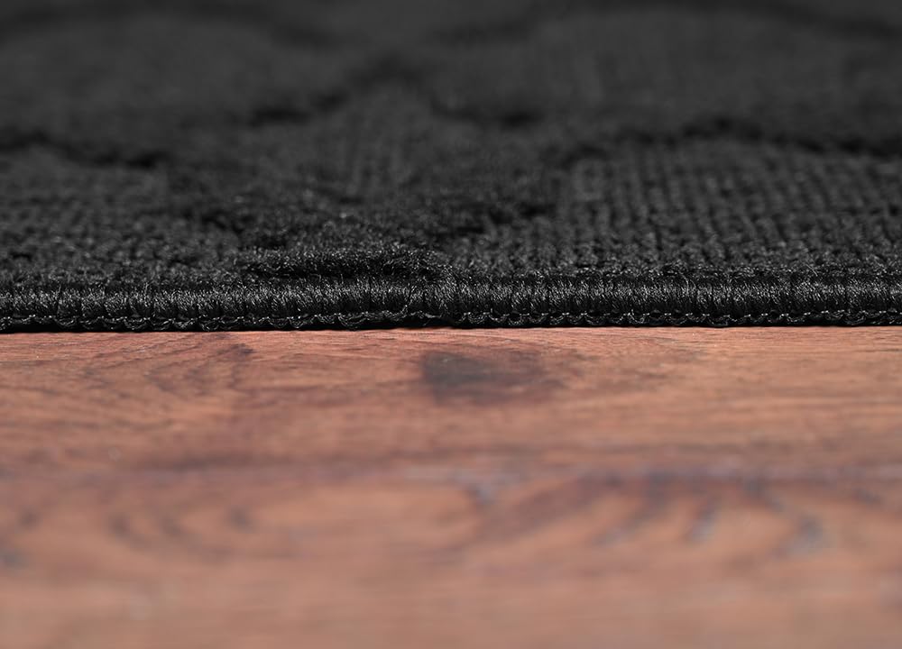 Garland Rug Sparta Non Slip Polypropylene 6 Ft. X 9 Ft. Black Area Rug- Ideal for Living Rooms & Hallways, Stylish & Durable for High-Traffic Areas