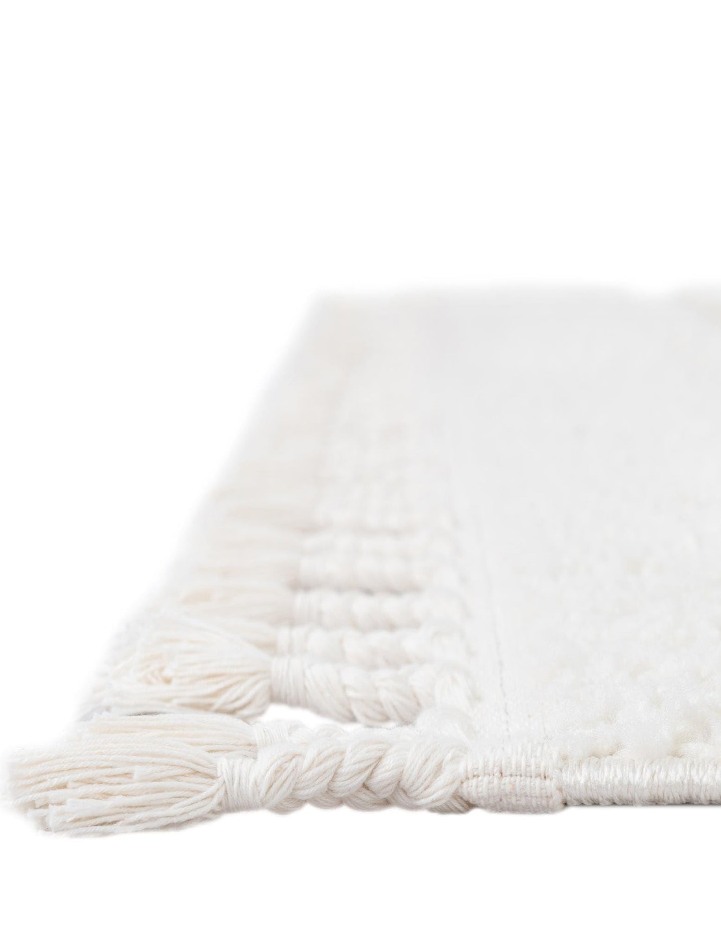 Rugs.com - Boho Rug – 8 Ft Runner Ivory Easy-Clean Stain-Resistant Rug – Textured Trellis Pattern with Fringe, Ideal for Hallways, Entryways, and High-Traffic Areas