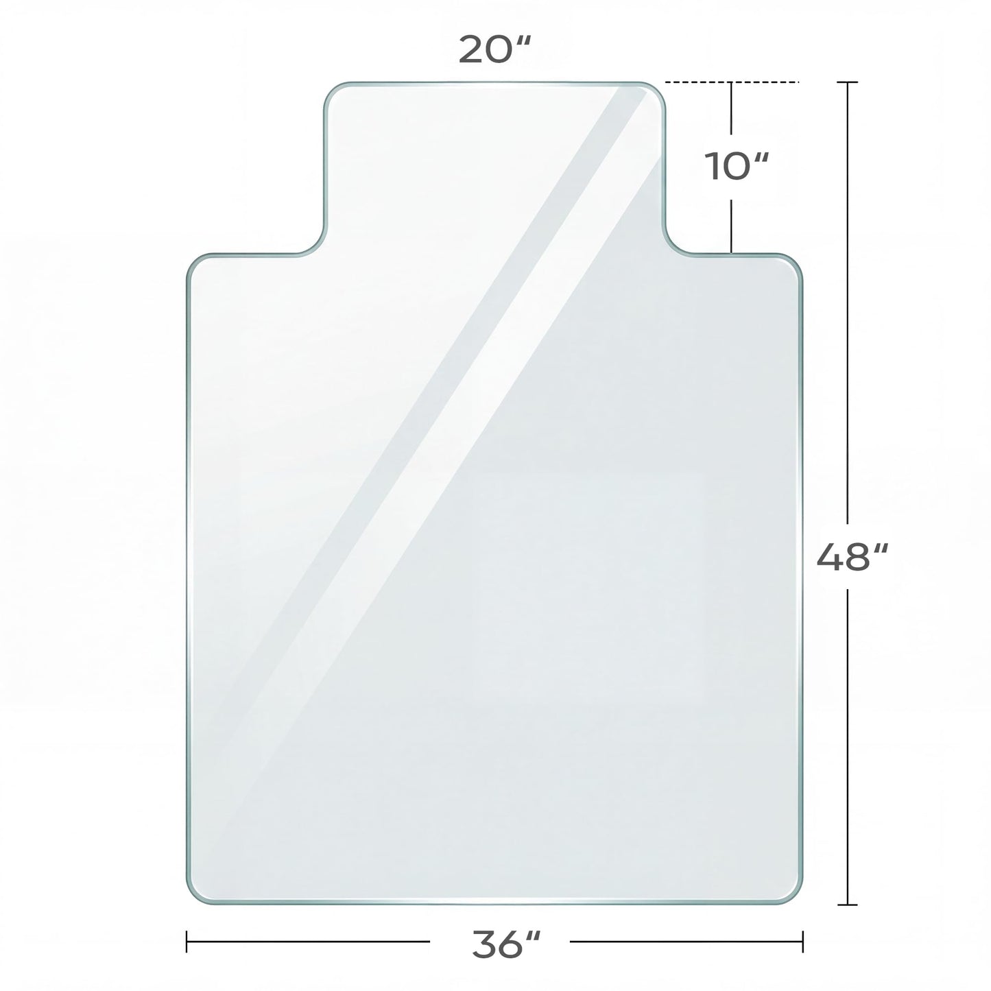 Antok Irregular Tempered Glass Chair Mat, 36"x48" Office Chair Mat for Carpet & Hardwood Floors, Heavy Duty 0.2" Desk Chair Mat for Smooth Rolling at Home or Office