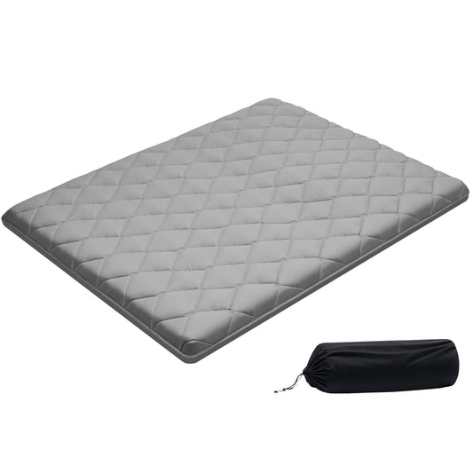 VEVOR Japanese Floor Mattress Queen, 3.5" Thick Futon Mattress, 100% High Density Comfortable Foam, Foldable Tatami Mat with Storage Bag, Sleeping Pad for Camping Dormitory Yoga, Gray