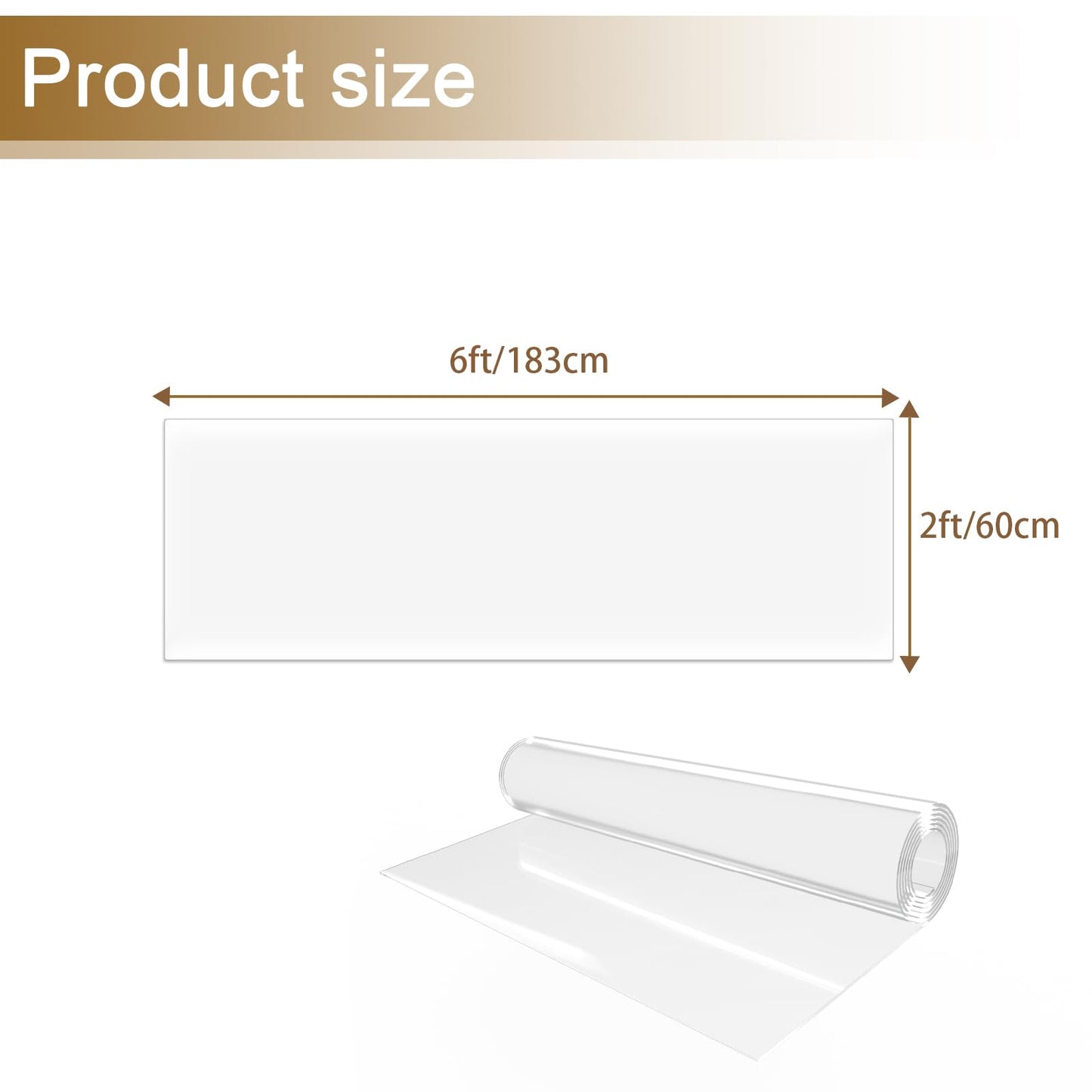 2’ x 6‘ Clear Chair Mat, 24” x 72“ Plastic Floor Rug, 60 mil Thick Vinyl Frosted Area Rug, Transparent Floor Carpet for Office Kitchen Living Room