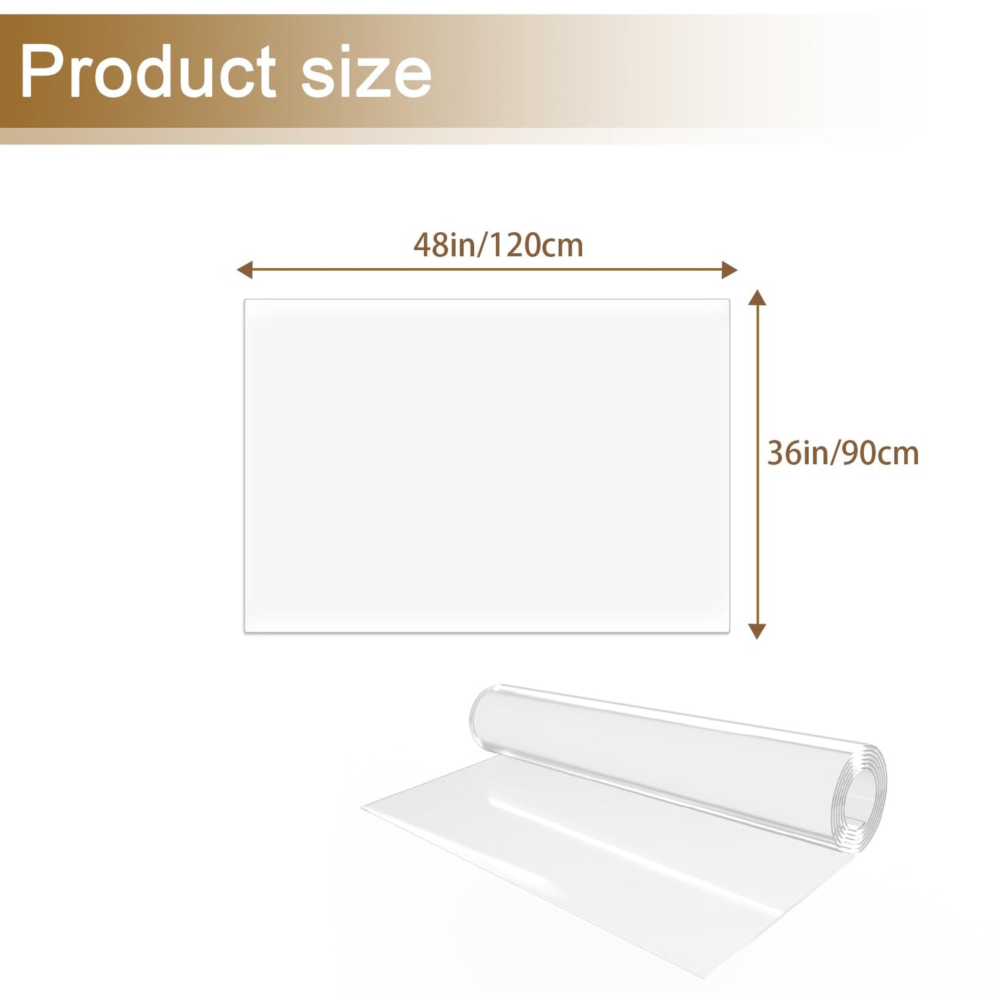 3x4 ft Clear Runner, 36"x48" Plastic Area Rug, Vinyl Transparent Office Chair Mat