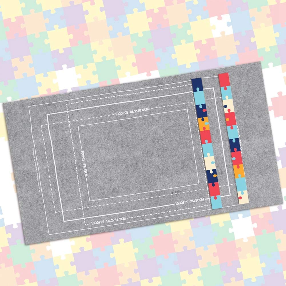 MOUMOUTEN Jigsaw Puzzle Mat, Roll Up Grey Felt Puzzel Board Keeper, Storage for 1500, 1000, 500 Piece Puzzles, 45.7 x 26 Inch