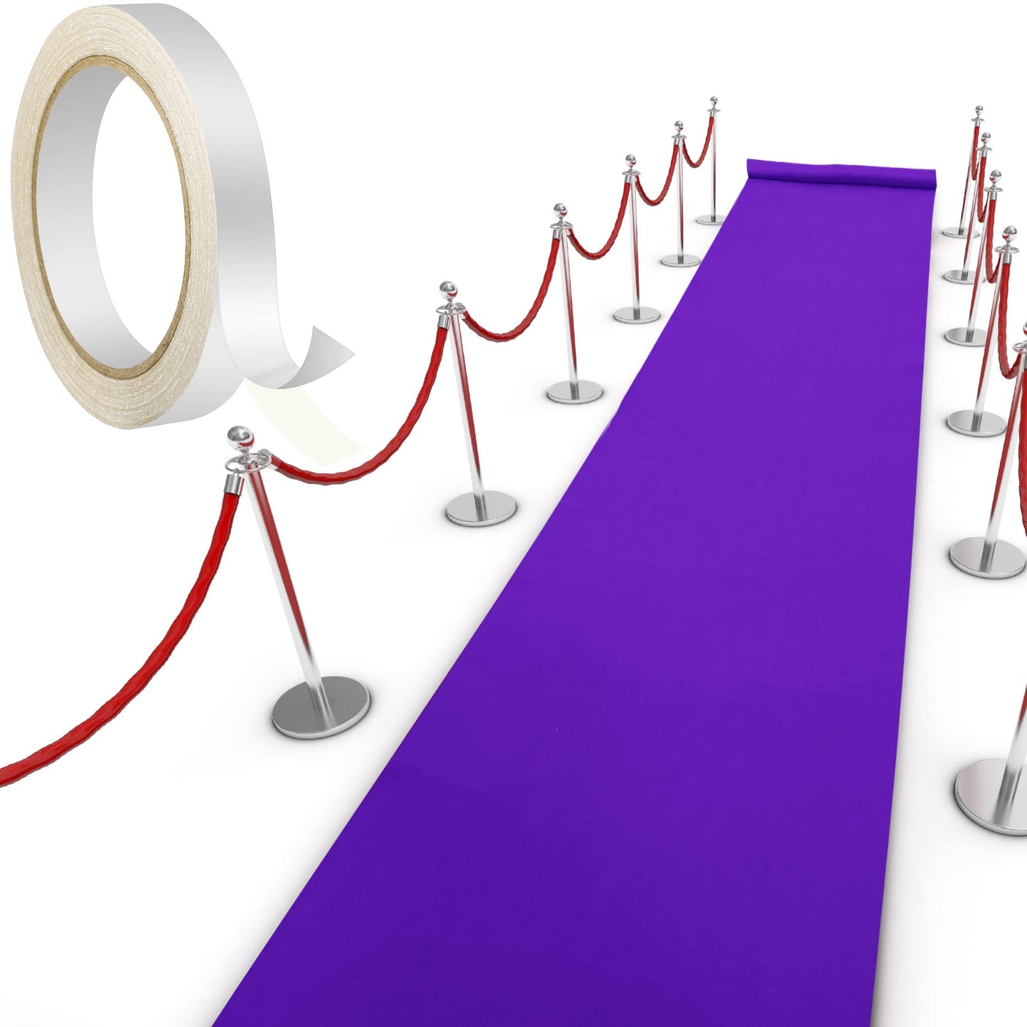 Shappy Purple Carpet Runner Rug for Party 55gsm Purple Runner for Prom Events Thickness with Carpet Tape Hallway Rug for Graduate Wedding Party Dance Floor Outdoor Accessories(2.6 x 16.4 Feet)