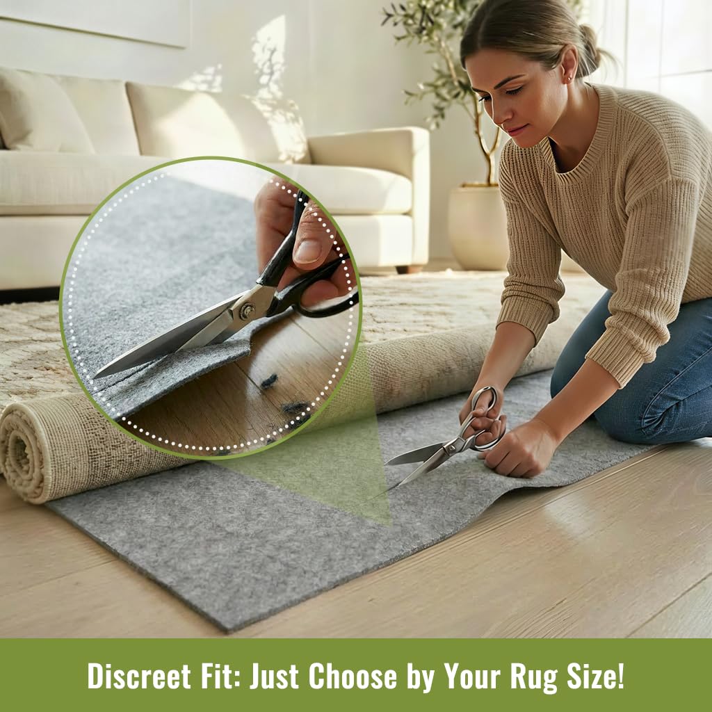 COMFYPAD Felt Rug Pad with Gripper Dots, 2x3 Ft Non-Slip Rug Underpad with PVC Backing, 1/6" Thick Cushioned Carpet Pad Gripper for Hardwood Floors, Vinyl & Tile, Under Rug Padding Floor Protection