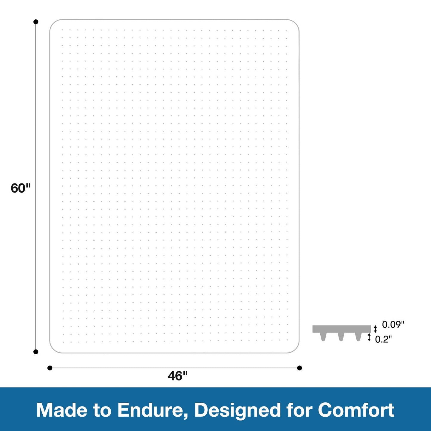 FUNMAT Chair Mat for Carpet, 46" x 60" Desk Chair Mat for Carpeted Floors, Non-Slip Office Vinyl Mat for Carpet with Studded, Easy Glide Heavy Duty Floor Protector Mat for Home Office, Clear