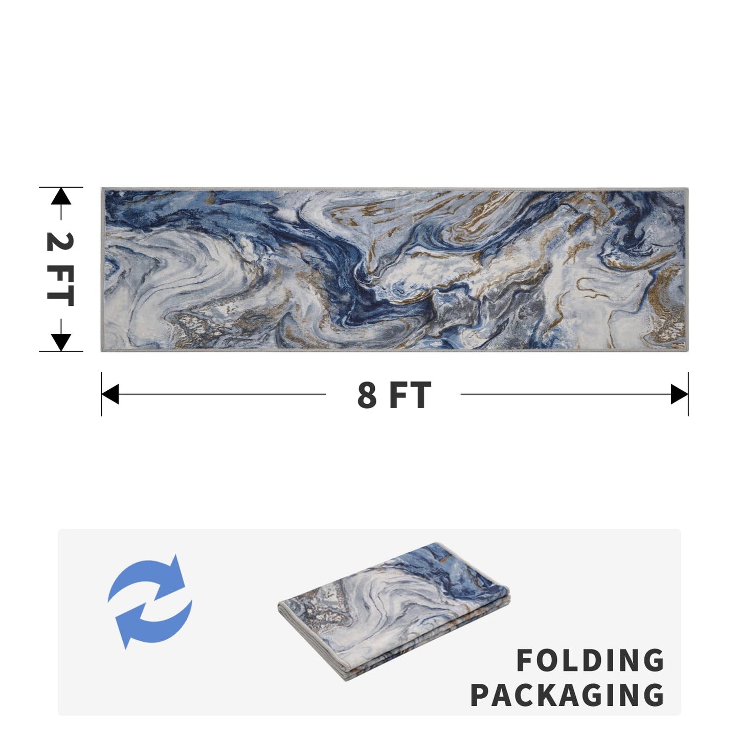 2x8 Runner Rug for Hallways Kitchen Modern Abstract Washable Runner Rug Soft Non Slip Marble Carpet Runner for Laundry Entryway Bedroom Bathroom