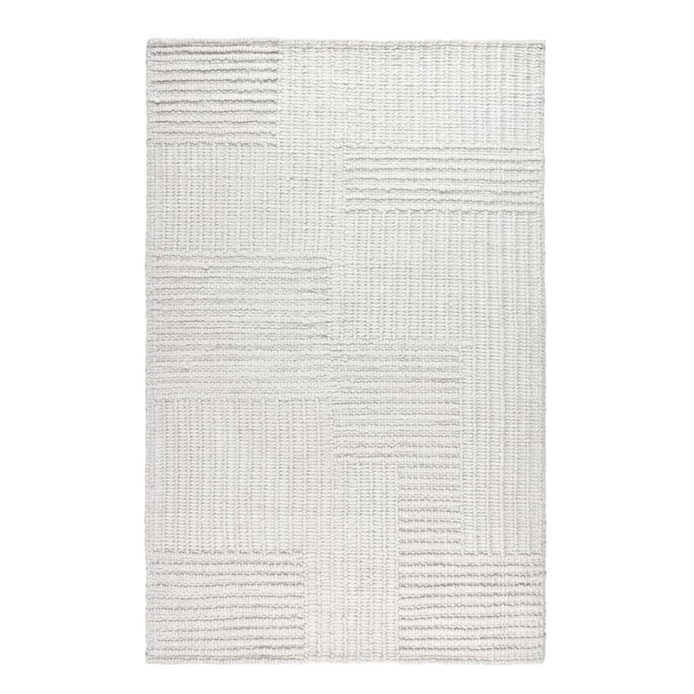 Pemberly Row Handwoven Sustainable Area Rug, 5'x8', Recycled Fabric, Ivory Finish, Durable Contemporary Geometric Design, Eco-Friendly Accent Rug for Living Room or High-Traffic Areas