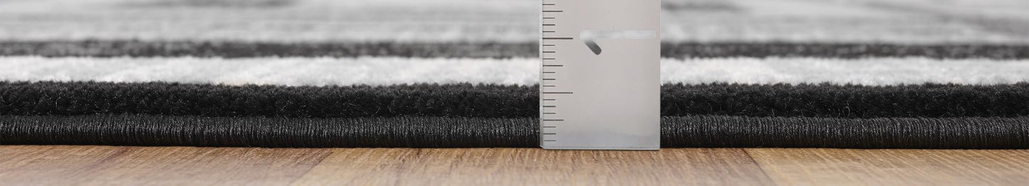 HADBA Modern 5x7 Grey Geometry Living Room Rug - Area Rugs for Living Room Dining & Bedroom - Hand Carved Runner Carpet - Durable Polyester - Non-Fade Stain-Resistant - Turkish Made