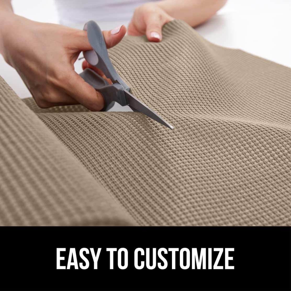 GORILLA GRIP powerGRIP Drawer Shelf and Cabinet Liner, Thick Strong Hold, Non-Adhesive Liners Protect Kitchen Cabinets and Cupboard, Bathroom Drawers, Easy Install Mat, 12" x20', Beige