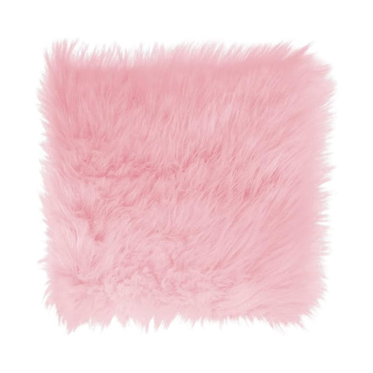 Yueeer 12 Inches Mini Square Faux Fur Rug,Photographing Background for Small Product Nail Art Locker Accessories Desktop Photography,Small Fluffy Area Rug Cushion Soft Square (Pink)