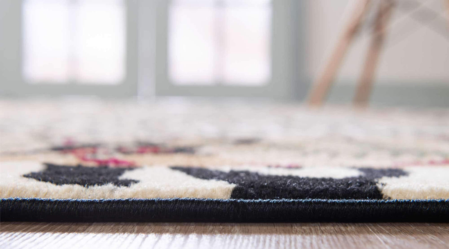 Unique Loom Wildlife Collection Animal Inspired with Cheetah Bordered Design Area Rug (3' 3 x 5' 3 Rectangular, Ivory/Black)