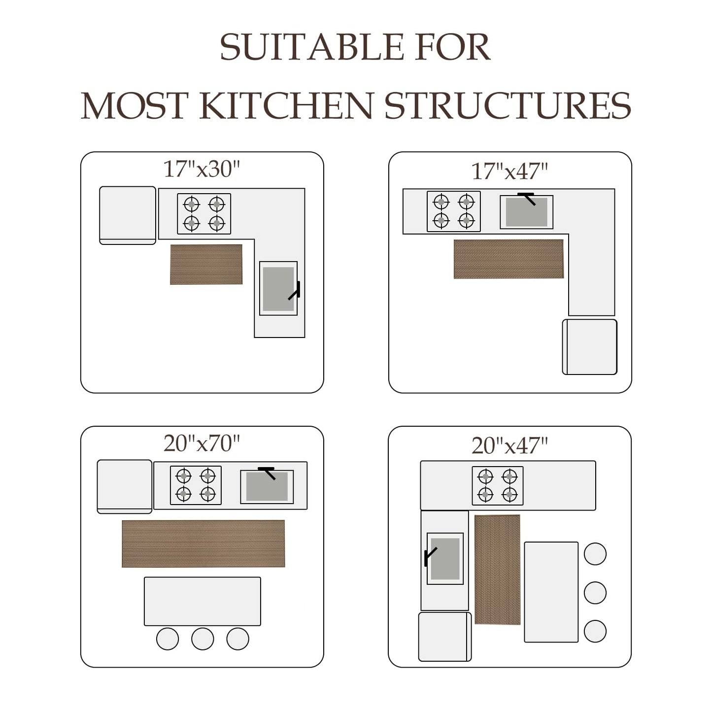 Thin Kitchen Rugs Non Slip Washable,Low Profile Kitchen Mats for Floor In Front of Sink,Dishwasher, Refrigerator, Tile & Hardwood Floors,Absorbent Easy Care Thin Runner Kitchen Floor Mat,20"*32",Beige