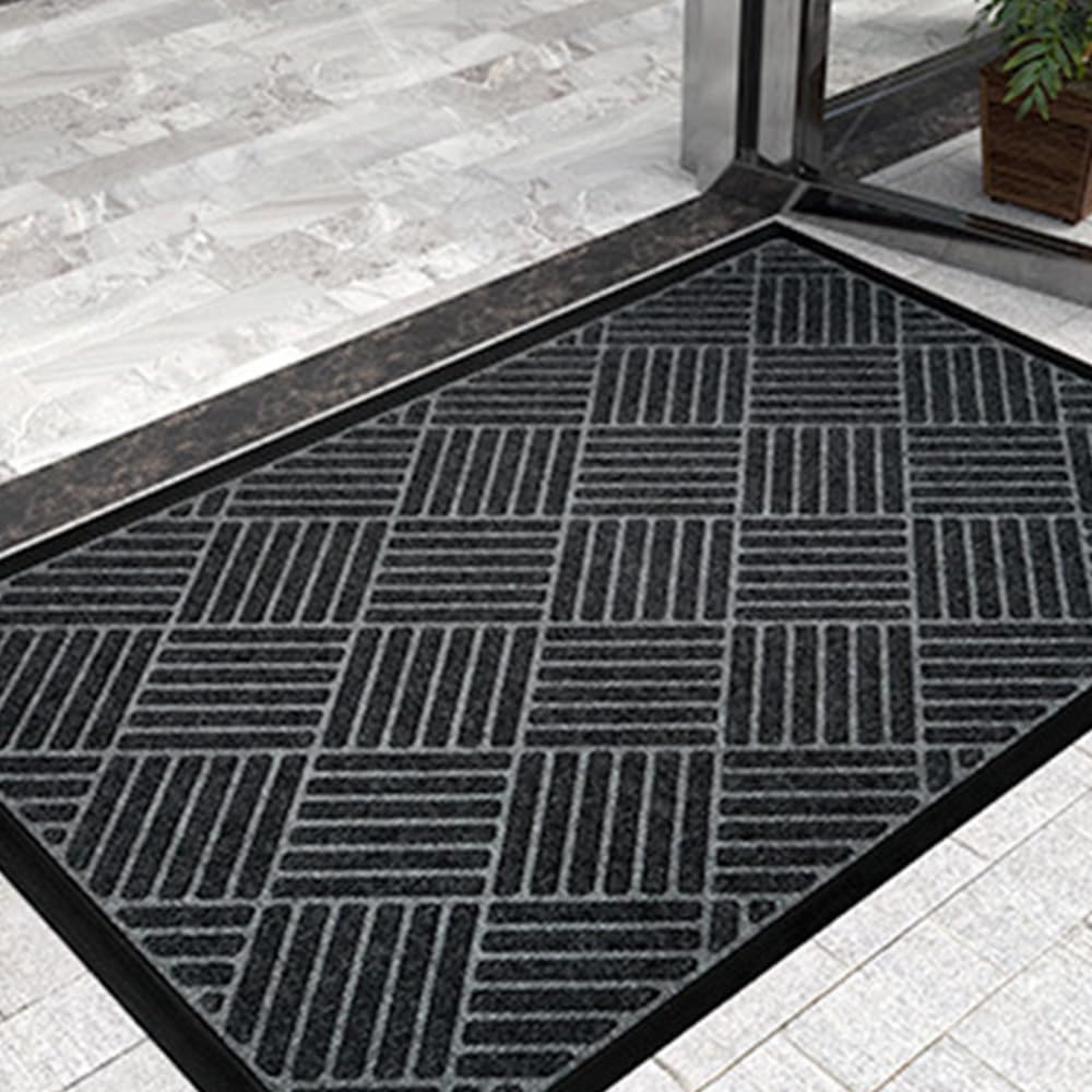 MATZEN Diamond Entrance Mats Indoor Outdoor, Front Door Mat Entryway Entrance Waterproof Outdoor Doormat, Heavy Duty Non Slip Durable Weatherproof Porch Deck Terrace Office Entrance Mat, 4x2, Brown