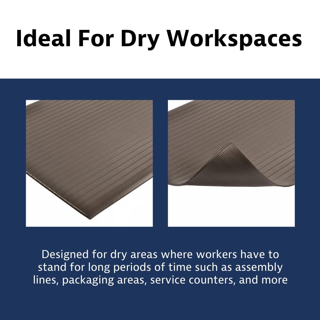 Notrax 410 Airug® 2' x 3' x 3/8" Anti Fatigue Mat, Enhanced Slip Resistance with Beveled Edges and Ribbed Surface, Ideal for Industrial and Commercial Workplaces, Grey, 410S0323BL
