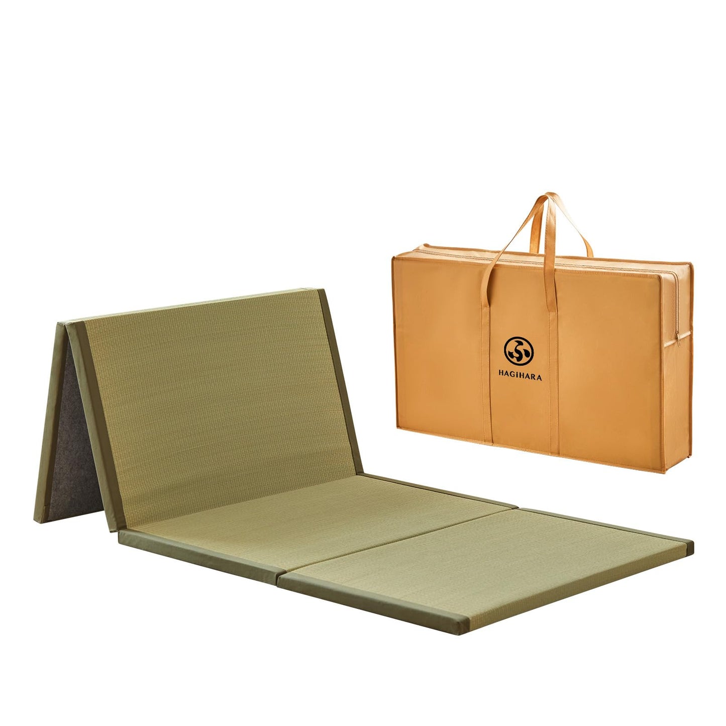 HAGiHARA Japanese Traditional Tatami Mat,35.4"x78.7"x1.2" Foldable Floor Mattress, Japanese Rush Grass Tatami Floor Mat for Meditation, Yoga,Sleeping or Summer Use