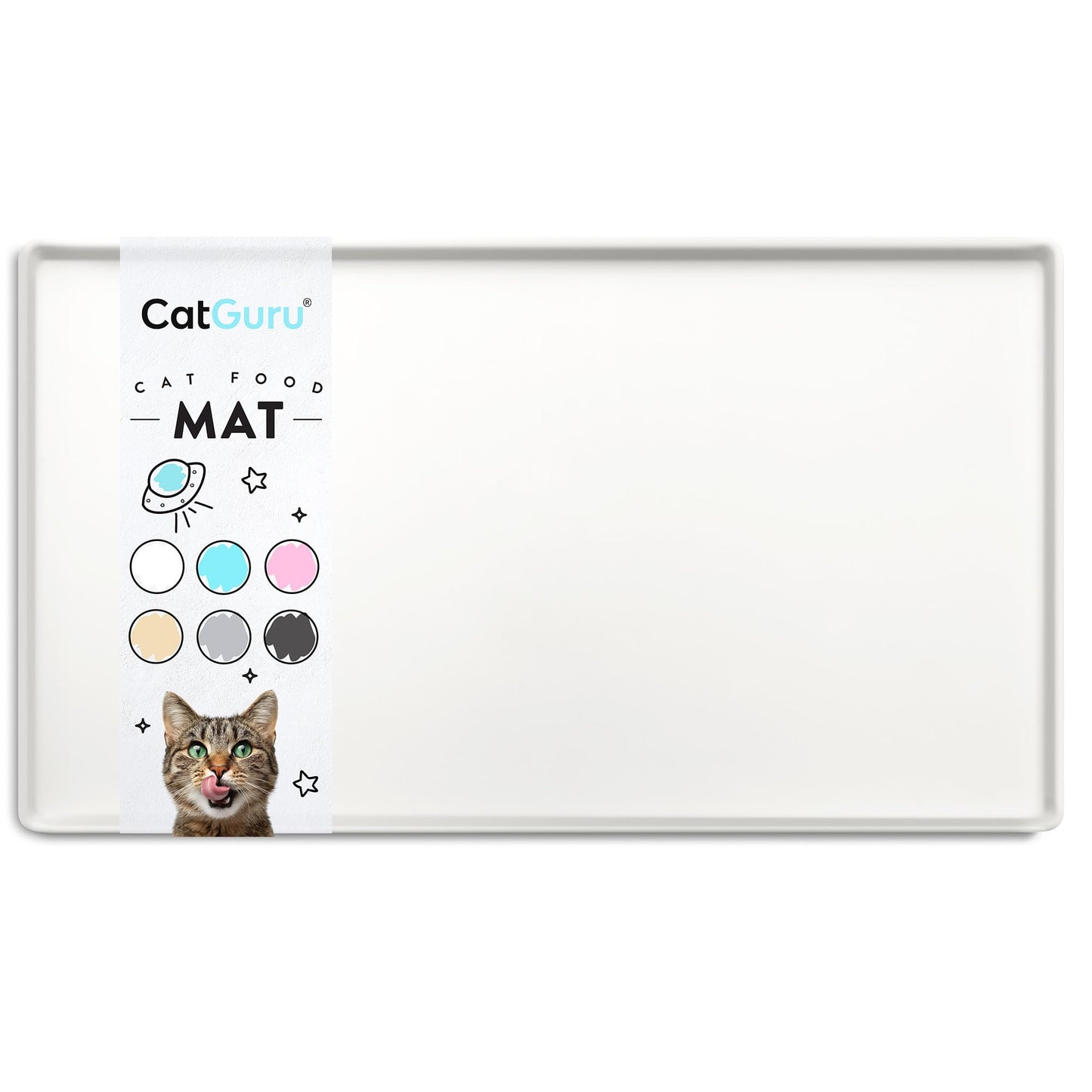 CatGuru Cat Food Mat, Small & Large Pet Feeding Mat, 100% Waterproof Cat Placemat for Food and Water, Silicone Mats for Cats Bowls, Non-Slip Mat for Pet Bowl or Fountain (Small, Marshmallow)