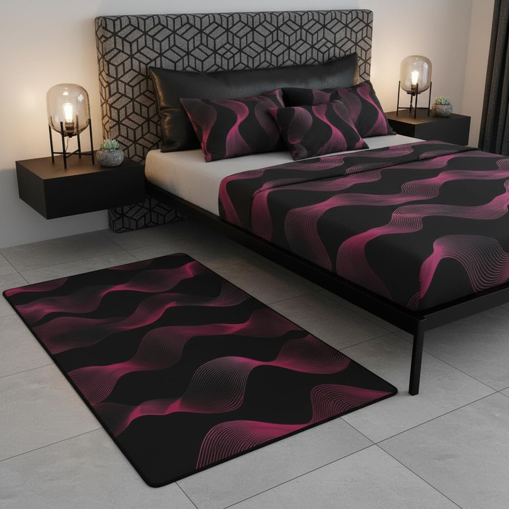 Pink Black Striped Area Rug for Living Room,Ombre Geometric Washable Rugs for Bedroom Home Office,Decorative Accent Rug,Modern Gradient Lines Soft Non Shedding Carpet,6'6" x 4'11"