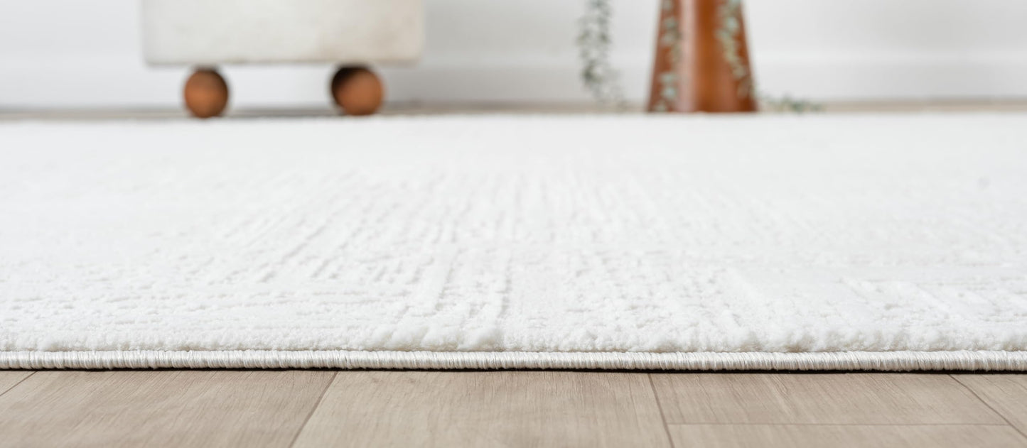 RUGGERRUGS Amy Modern Abstract Area Rug for Living Room, 5x7 Contemporary Textured Geometric Cream Neutral Rug, Stain Resistant Non-Shedding Carpet for Bedroom, Dining Room or Kitchen (5' x 7', Cream)