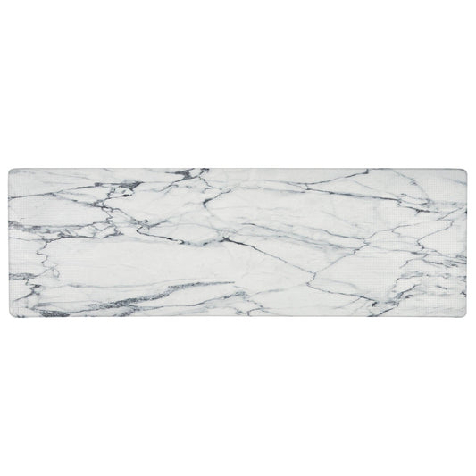 Home Dynamix Cozy Living Modern Marble Runner Anti-Fatigue Kitchen Mat, Non-Slip Floor Mat, Padded Standing Desk Mat, Grey/White, 17.5"x55"