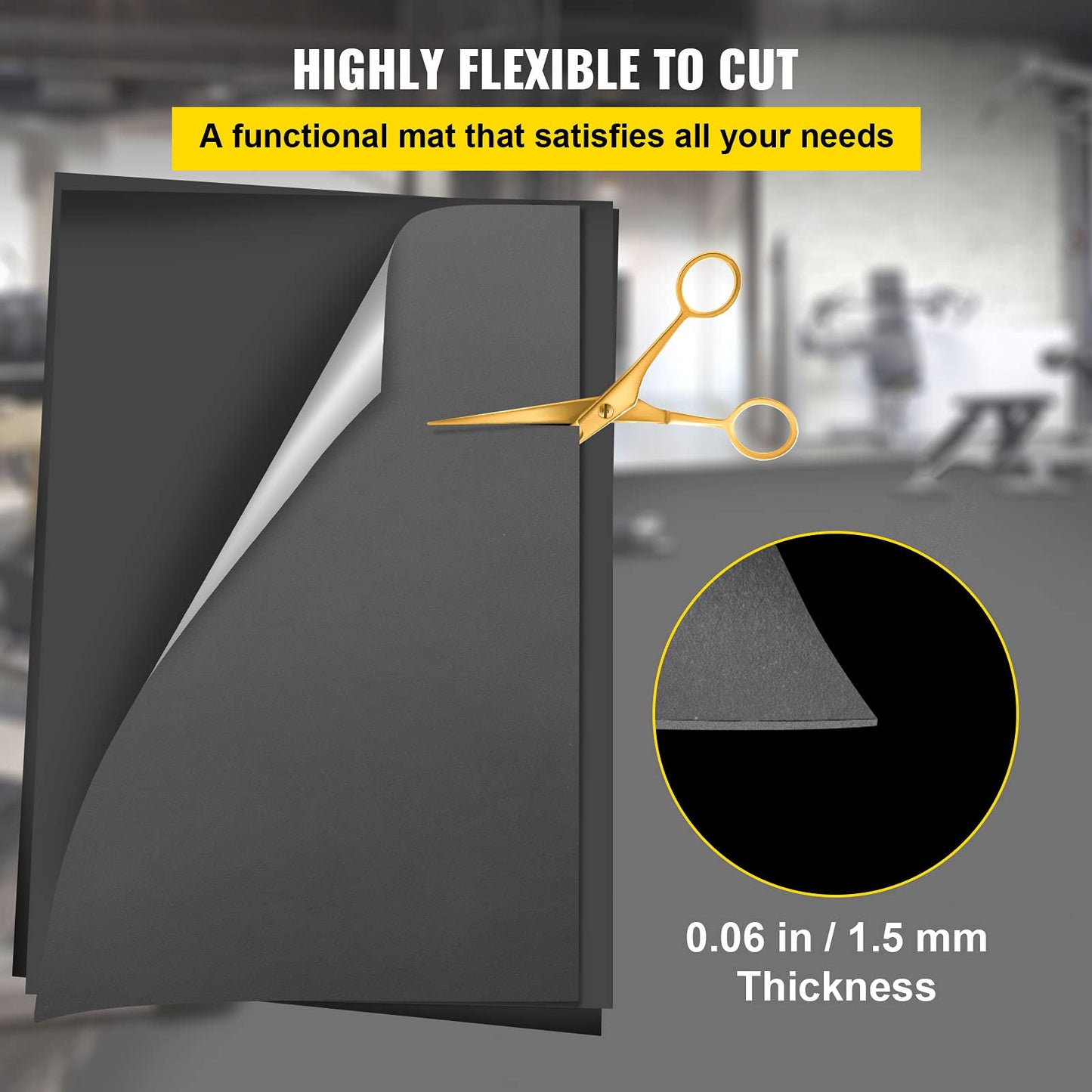 VEVOR Dance Floor 6.6x3.9ft, Portable Dance Mat 0.06in Thick PVC Vinyl Dance Floor Roll Black/Grey Reversible Marley Dance Practice Floor, Non-Slip Dance Flooring for Ballet Jazz Pop Lyrical Style