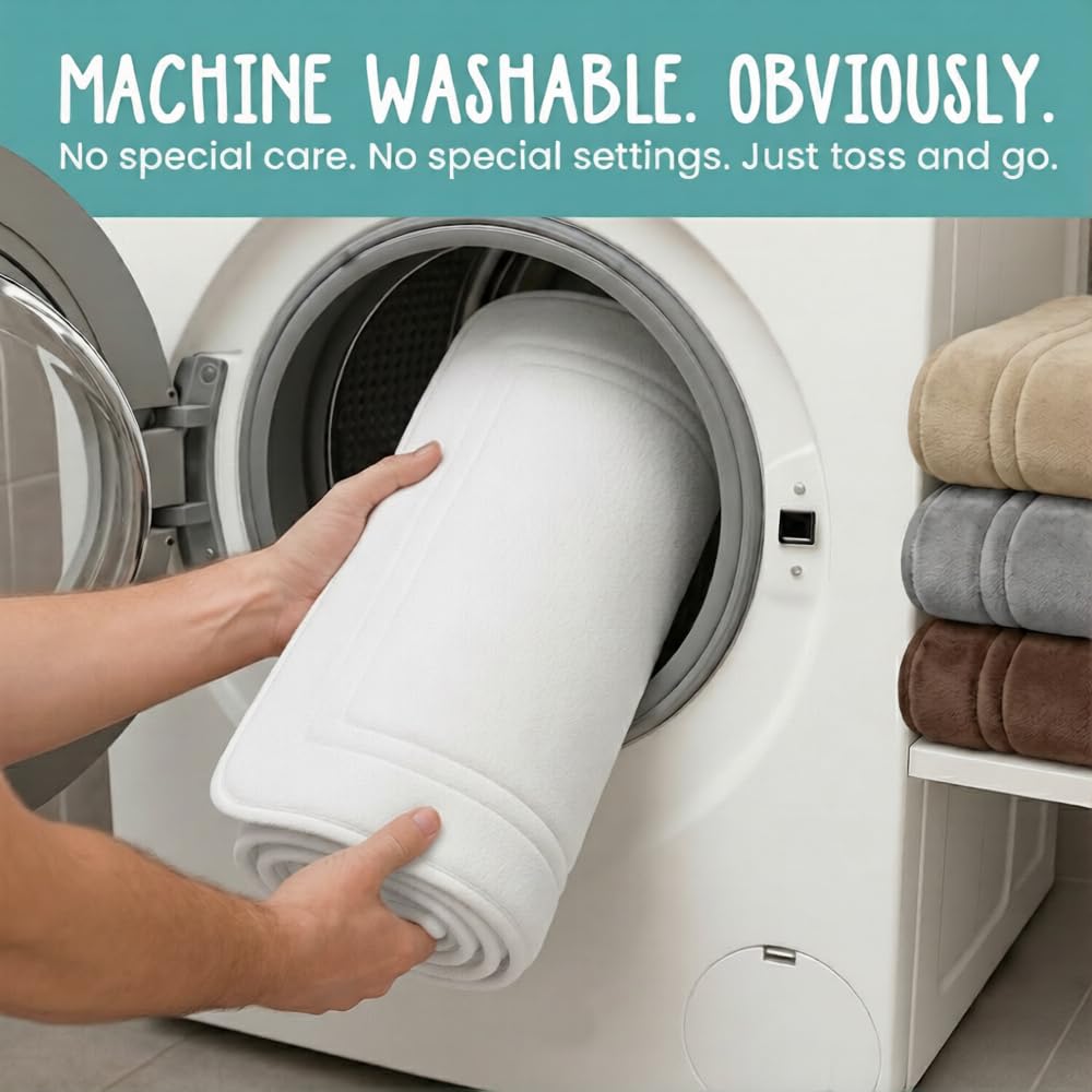 ITSOFT Memory Foam Bath Mat 31x20, Non Slip, Machine Washable, Quick Dry & Absorbent Rugs, Bath Mats for Bathroom Floor, Tub & Shower, Bathroom Rug, White