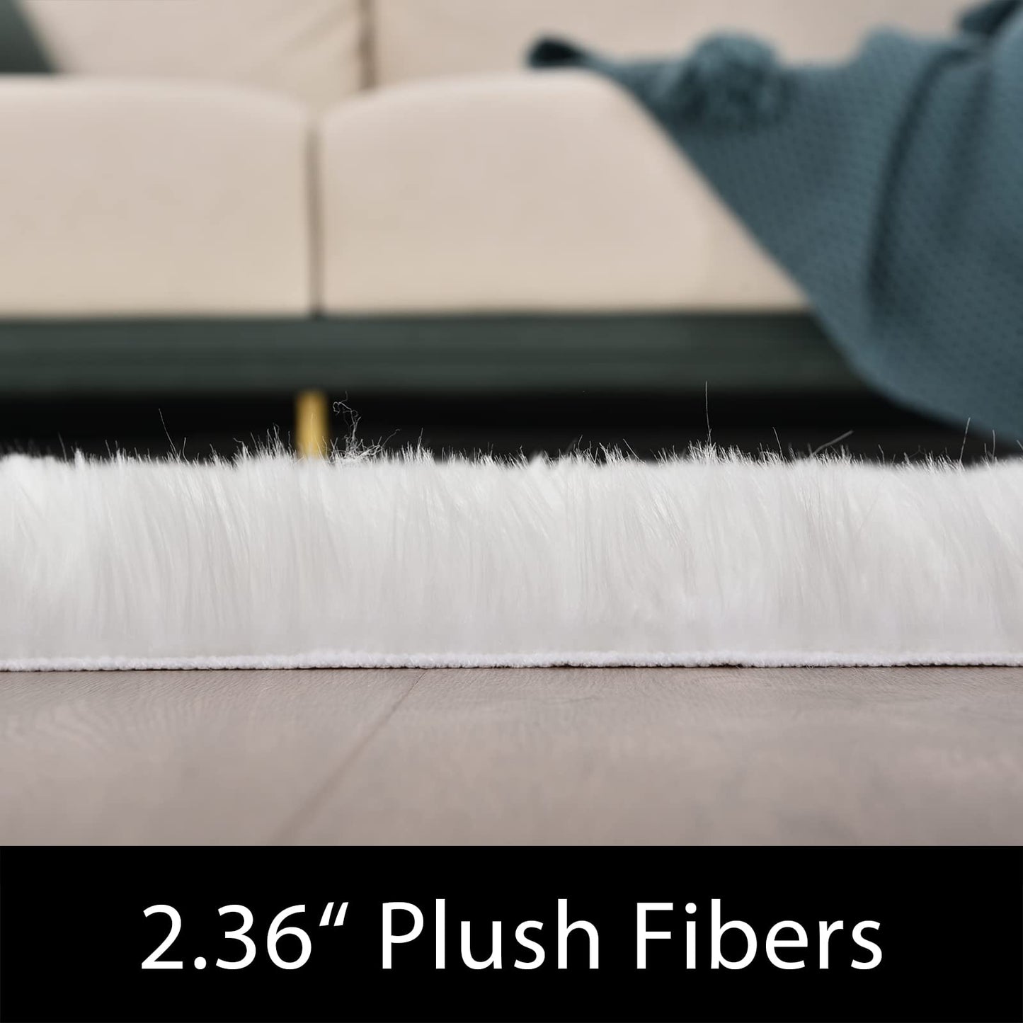 Latepis Sheepskin Rug 4X6 White Faux Fur Rug for Bedroom Bedside Fluffy Rugs for Living Room Fuzzy Plush Soft Rugs Luxury Home Decor