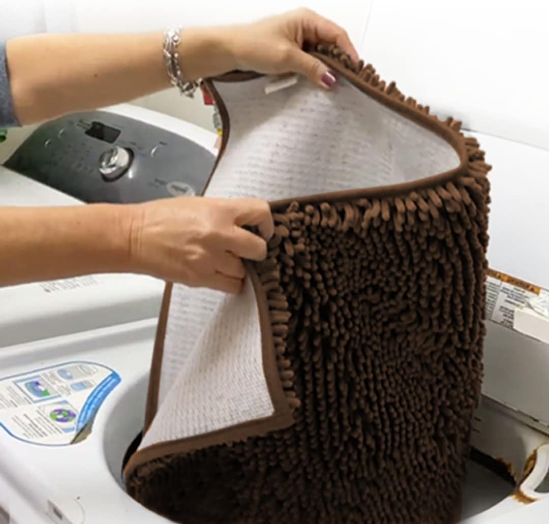 Muddy Mat® Pack of 3 Highly Absorbent Microfiber Dog Door Mat and Pet Rug, Non Slip Thick Washable Area Mat Soft Chenille for Kitchen Bathroom Bedroom and Outdoor - Brown Small, Medium & Large