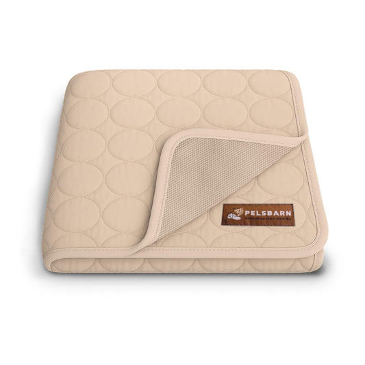 Pelsbarn Dog Cooling Mat- Ice Silk Summer Comfort, Self Cooling, Non-Slip Dog Pad, Durable & Washable, Mat for Extra Large Dogs 33 x 45, Support Shelter Dogs with Every Purchase (Beige)