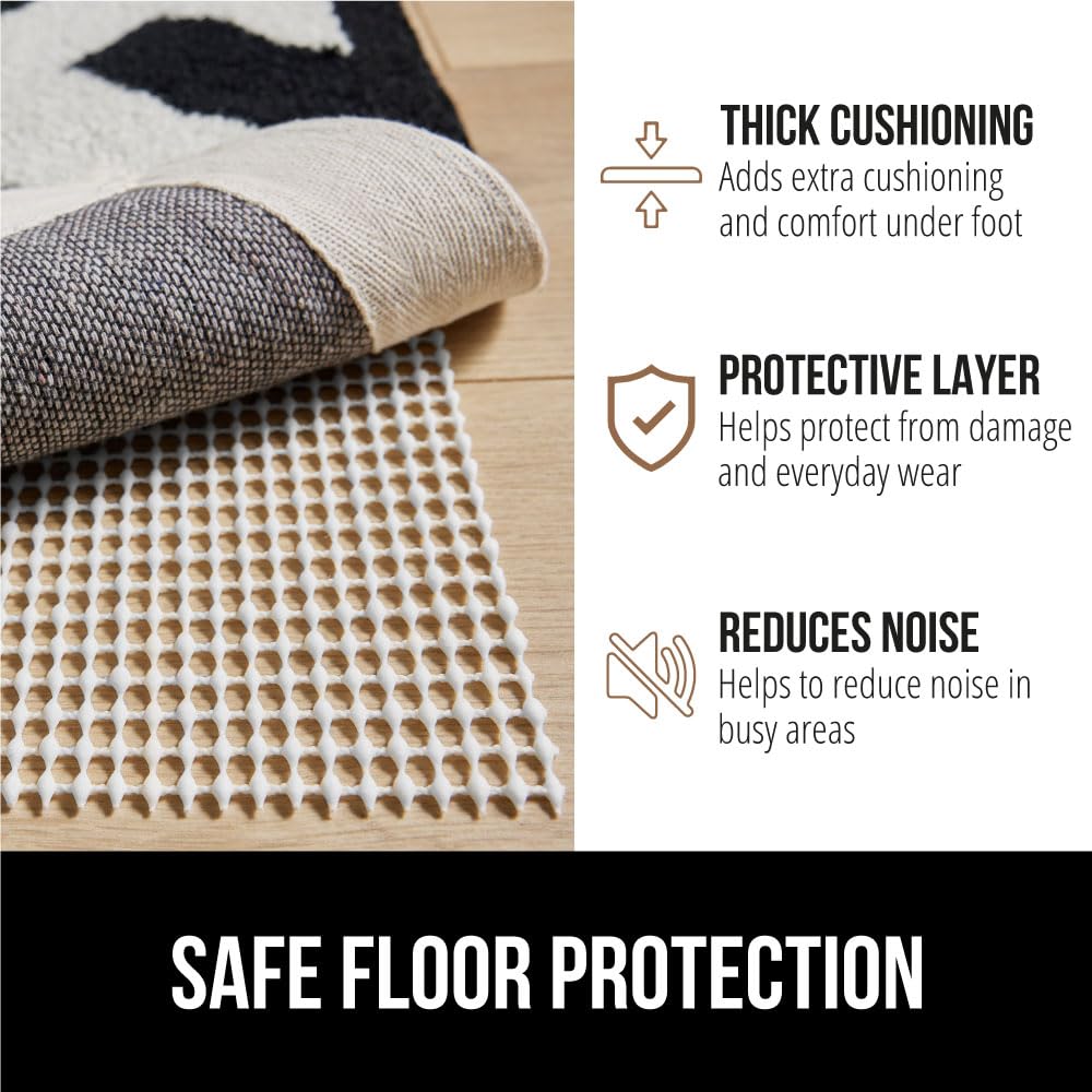 GORILLA GRIP® Strong Rug Pad Gripper, 8x10 FT, US Designed, Grips Help Keep Area Rugs Safe and in Place, Slip and Skid Resistant Pads for Hard Floors, Under Carpet Mat Cushion and Hardwood Protection