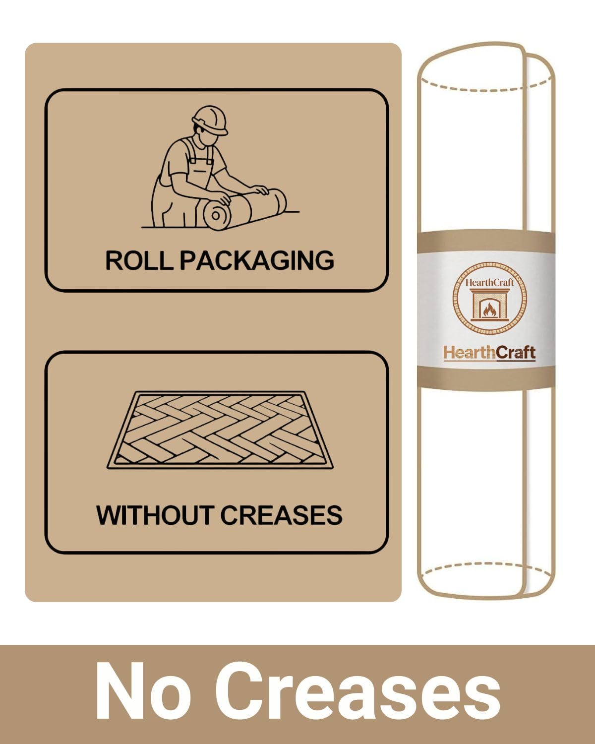 HearthCraft Ultra Thin Front Door Mat, 24x36 Rug for Entryway Indoor, Non-Slip Low Profile Doormat with Rubber Backing, Durable Waterproof for Home, Patio, Porch, Beige