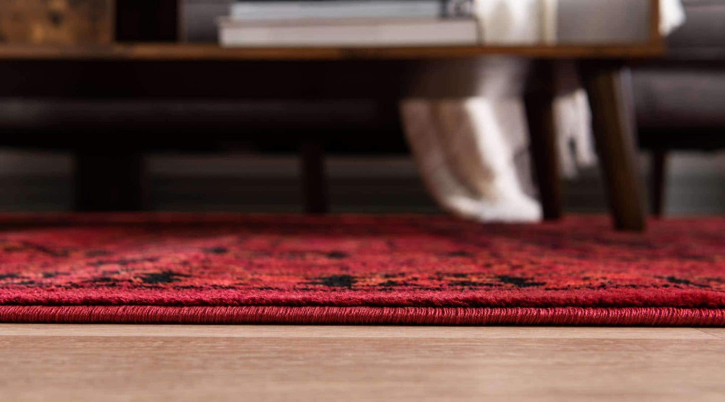 Unique Loom Tekke Collection Area Rug - Sheibani (6' 1" x 9' Rectangle, Red/ Black)